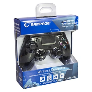 RAMPAGE SG-RPS4 PLUS BLUETOOTH BAĞLANTILI KABLOSUZ ÇİFT TİTREŞİMLİ SİYAH GAMEPAD