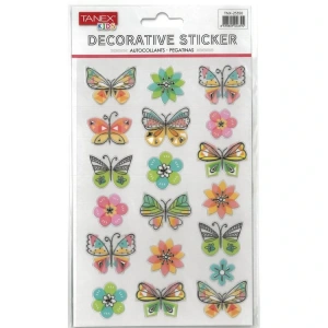 TANEX KIDS TNX-25350 DEKORATİF ETİKETLER - PUFFY SEVİMLİ KELEBEK SERİSİ STICKER