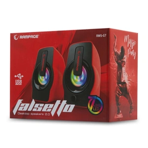 RAMPAGE RMS-G7  FALSETTO 2.0 6Watt RGB LEDLİ GAMING USB 1+1 HOPARLÖR KIRMIZI
