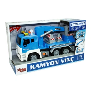VARDEM WY833A/WY833B 1:12 SÜRTMELİ SESLİ IŞIKLI KAMYON VİNÇ ARACI KUTULU
