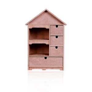 TEKNOPOİNT AHŞAP HOBY KT11 DÖRT ÇEKMECELİ EV KUTU