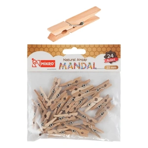 MİKRO NM-24 NATURAL AHŞAP MANDAL 25mm