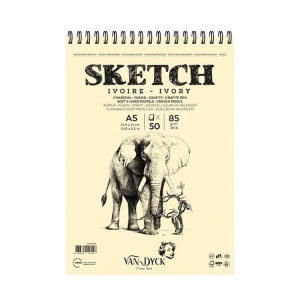 VAN DYCK VD400158 DOKULU ÜSTTEN SPİRALLİ SKECTH ÇİZİM BLOK A5 85GR 50 YP