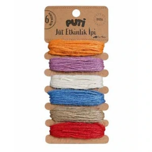 PUTİ 11486 JUT RENKLİ EKİNLİK İPİ 6LI KARIŞIK RENK 5ER MT