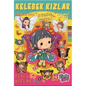 LAMA TOYS POPSTICKER KELEBEK KIZLAR STICKERLI BOYAMA KİTABI 24 SAYFA