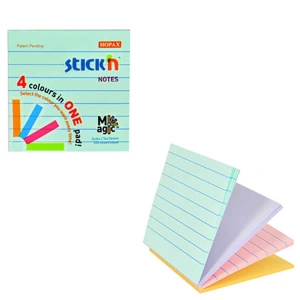 GIPTA STICKN 76X76 MAGIC ÇİZGİLİ PASTEL 4 RENK YAPIŞKANLI NOTLUK 100 YP.
