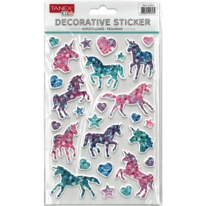 TANEX KIDS TNX-25354 DEKORATİF ETİKETLER - PUFFY UNICORN SERİSİ STICKER - TEKLİ