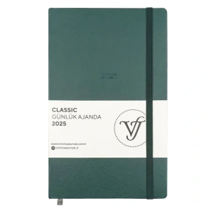 VICTORIAS JOURNALS 124-1450 13X21 CLASSIC LASTİKLİ GÜNLÜK AJANDA - KOYU YEŞİL