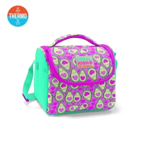 CORAL HIGH 11709 AÇIK PEMBE SU YEŞİLİ AVOKADO DESENLİ THERMO BESLENME ÇANTASI