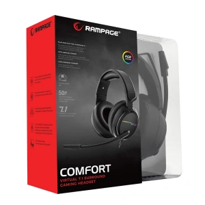RAMPAGE RGW9 COMFORT USB 7.1  2.2 MT KABLO SURROUND SOUND OYUNCU MİKROFONLU KULAKLIK SİYAH