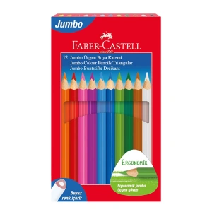 FABER CASTELL JUMBO ÜÇGEN TAM BOY KURU BOYA KALEMİ 12Lİ
