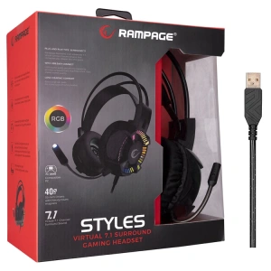 RAMPAGE STYLES SİYAH USB 7.1 RGB GAMİNG MİKROFONLU KULAKLIK