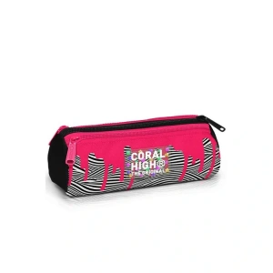 CORAL HIGH 11178 KIDS PEMBE SİYAH BEYAZ DESENLİ ÜÇ BÖLMELİ KALEM ÇANTASI