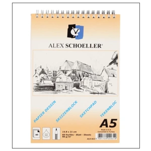 ALEX A5 ESKİZ BLOK DEFTER 90GR.60YP.DİK SPİRALLİ SKETCHPAD