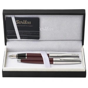 SCRIKSS 78 DOLMAKALEM+TÜKENMEZ KALEM  TAKIM BORDO KUTULU