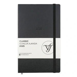 VICTORIAS JOURNALS 124-1447 13X21 CLASSIC LASTİKLİ GÜNLÜK AJANDA - SİYAH
