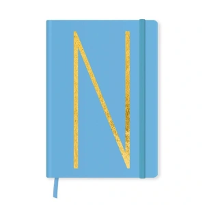 DEFFTER FABOOKS MONOGRAM HARF BASKILI LASTİKLİ SERT KAPAK ÇİZGİLİ DEFTER 168 SYF - N