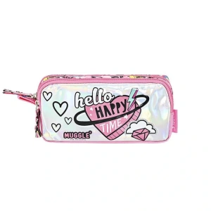 MUGGLE MU-9072 PINK AND PINK 2 BÖLMELİ KALEM ÇANTASI