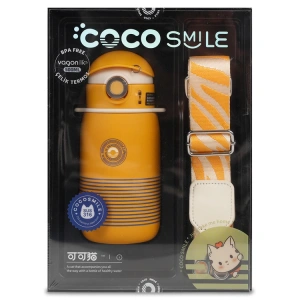 VAGONLİFE COCOSMILE ÇİZGİLİ PİPETLİ ÇELİK TERMOS CS0003 500ML YELLOW