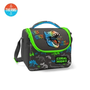 CORAL HIGH 11864 GRİ DİNOZOR DESENLİ BESLENME ÇANTASI