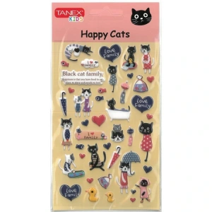 TANEX KIDS TNX-25143 DEKORATİF ETİKETLER - PUFFY SEMPATİK KEDİ-3 SERİSİ STICKER - TEKLİ