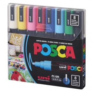 UNİ POSCA SU BAZLI MARKER ANA RENKLER PC-5M 1.8-2.5 8Lİ SET