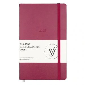 VICTORIAS JOURNALS 124-1449 13X21 CLASSIC LASTİKLİ GÜNLÜK AJANDA -  BORDO