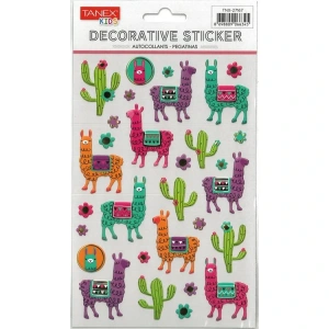 TANEX KIDS TNX-27167 DEKORATİF ETİKETLER - PUFFY RENKLİ LAMALAR SERİSİ STICKER - TEKLİ
