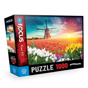 BLUE FOCUS BF296 LALELER VE YEL DEĞİRMENİ PUZZLE YAPBOZ 48x66cm 1000 PARÇA