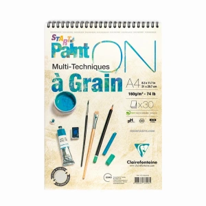 ESMO CLAIREFONTAINE PAINT-ON A GRAIN START A4  ÜSTTEN SPİRALLİ ÇOK AMAÇLI ÇİZİM BLOK 160gr 30yp