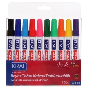 KRAF DOLDURULABİLİR BEYAZ TAHTA KALEMİ 10LU SET 770-10
