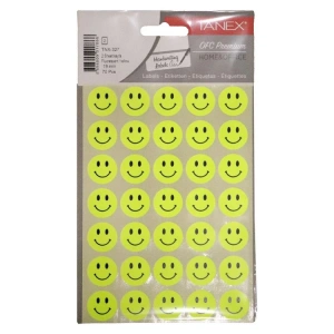 TANEX TNX-327 19mm. FLORASAN SARI GÜLEN YÜZ STICKER 2Lİ