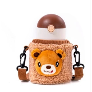 VAGONLİFE DILLER ÇELİK PİPETLİ PELUŞ KILIFLI MATARA D9004  300ML KAHVERENGİ