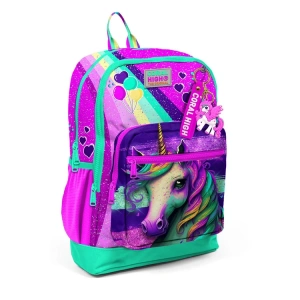 CORAL HIGH 23758 KIDS PEMBE SU YEŞİLİ UNICORN DESENLİ DÖRT BÖLMELİ SIRT ÇANTASI