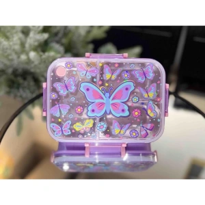 VEST BES0020 KELEBEK DESENLİ ŞEFFAF KAPAKLI 3 BÖLMELİ 800 ML ÇELİK BESLENME KABI