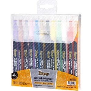 BRONS BR-4030 AKRİLİK MARKER KALEM İNCE UÇ 12Lİ SET