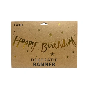 TEKNOPOİNT METALİZE HAPY BIRTHDAY OYNAR YAZI SÜS - ALTIN