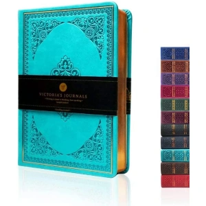 VICTORIAS JOURNALS 1183 VINTAGE OLD BOOK TURKUAZ 11.3x16.3cm 80gr.160YP. ÇİZGİLİ DEFTER