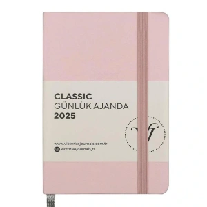 VICTORIAS JOURNALS 124-1489 9X14 CLASSIC LASTİKLİ GÜNLÜK AJANDA A5 - PEMBE