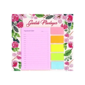 NOT YAZ GP-7233/6182 4 RENK YAPIŞKANLI NOT KAĞIDI/ ÇİÇEKLİ GÜNLÜK PLANLAYICI