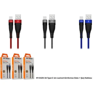 HYTECH HY-X425 3A TYPE-C 1m KIRMIZI DATA + HIZLI ŞARJ KABLOSU