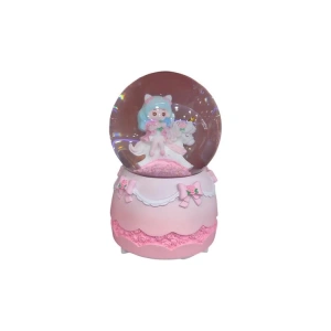 CEREN HDY0459 ORTA BOY HEDİYELİK MÜZİKLİ IŞIKLI ETRAFINDA DÖNEBİLEN KAR ATAN KAR KÜRESİ (PİLLİ) UNICORN VE KIZ