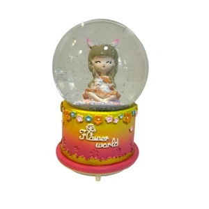 YLZ 1894C BÜYÜK BOY SESLİ IŞIKLI FLOWER WORLD KAR ATAN KAR KÜRESİ