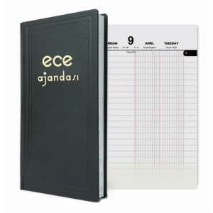 ECE ASYA 17x33 TİCARİ GÜNLÜK AJANDA 480 SAYFA  SİYAH