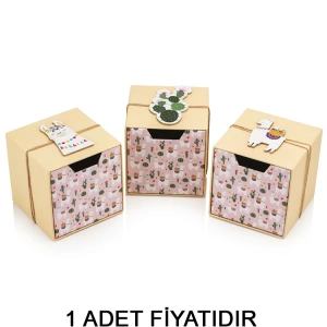GIPTA LLAMA ÇEKMECELİ HEDİYE KUTUSU BX9285-B 140x140x140 mm
