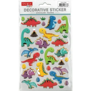 TANEX KIDS TNX-27166 DEKORATİF ETİKETLER - PUFFY RENKLİ DİNOZORLAR SERİSİ STICKER - TEKLİ