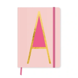 DEFFTER FABOOKS MONOGRAM HARF BASKILI LASTİKLİ SERT KAPAK ÇİZGİLİ DEFTER 168 SYF - A