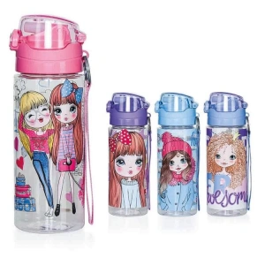 MİKRO PM-3072 ŞEFFAF DESENLİ PİPETLİ MATARA (SULUK) 500ml (KIZ)