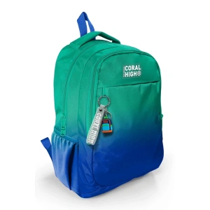CORAL HIGH 23665 KIDS YEŞİL SAKS MAVİSİ RENK GEÇİŞLİ ÜÇ BÖLMELİ SIRT ÇANTASI