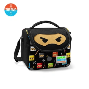 CORAL HIGH 11811 KIDS SİYAH NİNJA DESENLİ THERMO BESLENME ÇANTASI